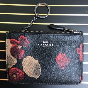 Coach black leather floral wallet
